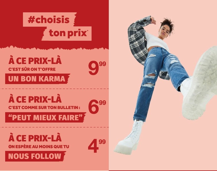 Jennyfer propose de payer moins cher ou encore moins cher !
